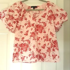 Banana republic pink puff sleeve top in great condition